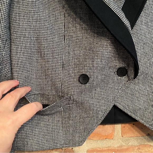 Vintage Jacques Women's Houndstooth Wool Blazer Jacket size 10 grey black blazer - Picture 3 of 9